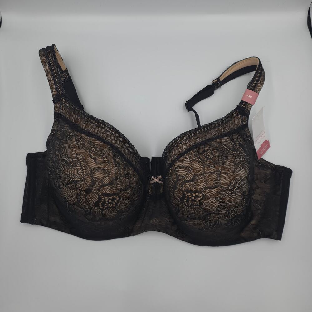 Cacique Lightly Lined Balconette Bra in Black Size 46D